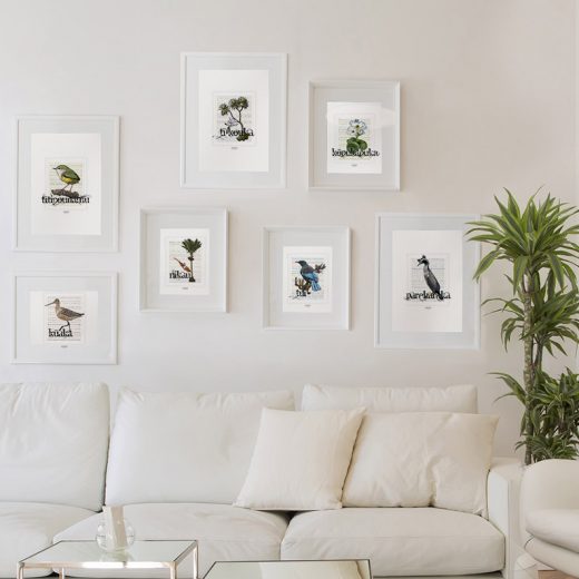 Stamp Style print images display in frame on location