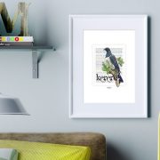 Kereru print display in frame on location