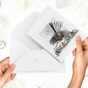 Piwakawaka print on greeting blank card with colour-in envelope.
