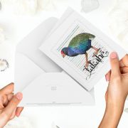 Takahe print on greeting blank card with colour-in envelope.