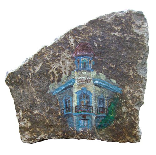 ANZ Bank Chambers painted on building rock